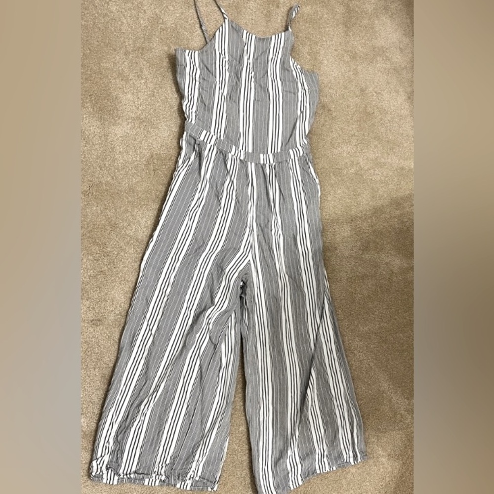 Hollister Striped Adjustable Strap Jumpsuit, Size Small